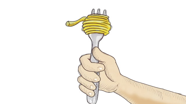 cartoon animation spaghetti Italian food with alpha matte