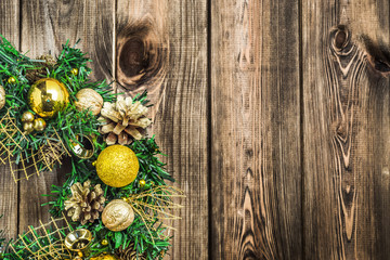 Christmas wreath with baubles useful as christmas decoration.