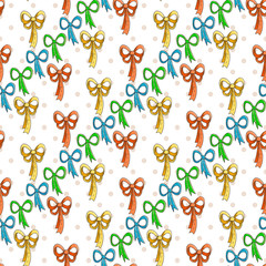 Seamless colorful pattern with bows.