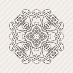 Vector mandala. Gothic lace tattoo. Celtic weave with sharp corners. 