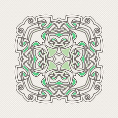 Vector mandala. Gothic lace tattoo. Celtic weave with sharp corners. 