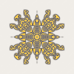 Vector mandala. Gothic lace tattoo. Celtic weave with sharp corners. 