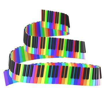 piano keyboard in rainbow colors