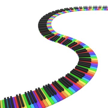 piano keyboard in rainbow colors