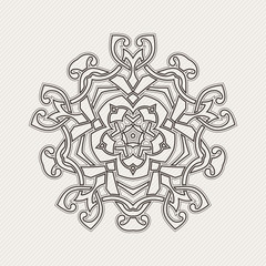 Vector mandala. Gothic lace tattoo. Celtic weave with sharp corners. 