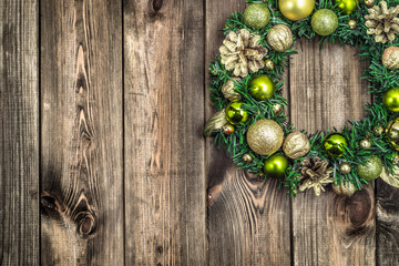 Fototapeta na wymiar Christmas border from christmas wreath useful as christmas decoration