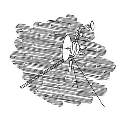 Vector illustration with space satellite in deep space.