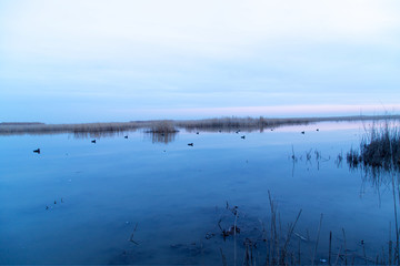 beautiful sunrise on the lake