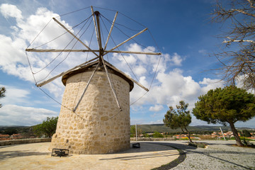 Fototapeta na wymiar Traditional windmills in Alacati, Izmir province, Turkey
