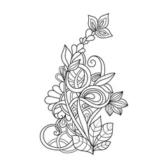 Zentangle floral pattern. Hand-drawn design element. Doodle art flowers. Zentangle floral pattern.