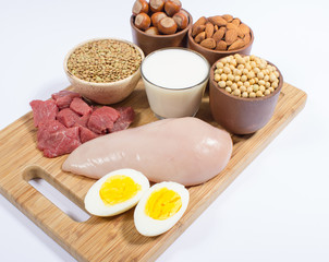 Natural products containing plant and animal proteins.