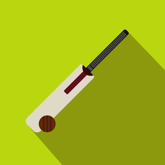 Cricket bat and ball icon, flat style
