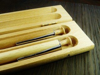 wooden pens in presentation case