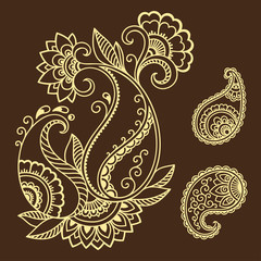 Henna tattoo flower template.Mehndi.
