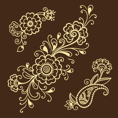 Henna tattoo flower template.Mehndi.
