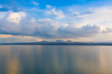 lake Sevan spring sunset