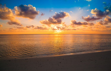 Naklejka na ściany i meble Maldives, tropical sea background sunset 1!