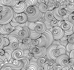 Abstract vector seamless pattern with wavy curling lines. You can use any color of background or foreground