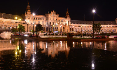 Fototapeta na wymiar Plaza de España at night, Seville