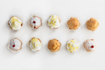 Group of tasty muffins isolated on a white