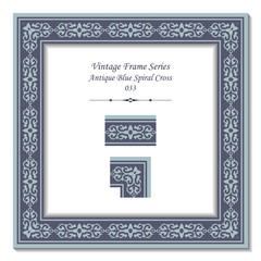 Vintage frame 033 Antique Blue Spiral Cross

