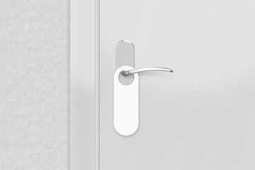 Door knob with blank doorhanger mock up. 