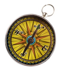 Close up view of the compass on the white