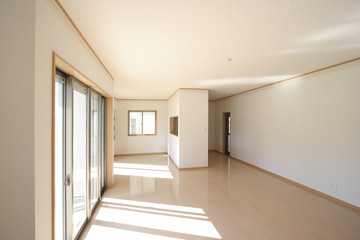 住宅　LDK 自然光　対面式キッチン　勝手口付　1F　シンプル家具なし　施工例
