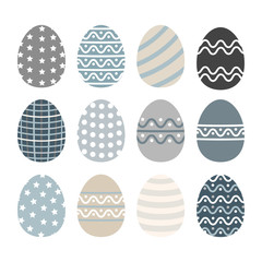 Easter egg vector icon collection in flat style.Easter eggs vector collection isolated on a white background.Easter eggs for holidays design.Easter eggs icons collection isolated in flat modern style