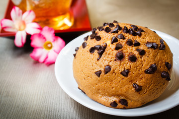 Buns with chocolate chip.