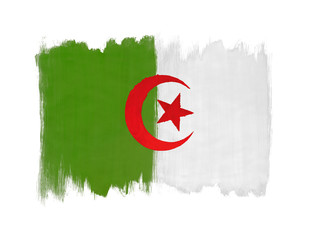 Flag of Algeria painted with gouache