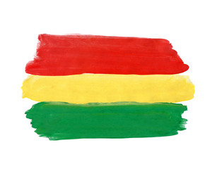 Flag of Bolivia painted with gouache