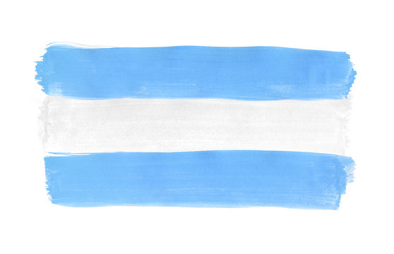 Festive flag of Argentina painted with gouache