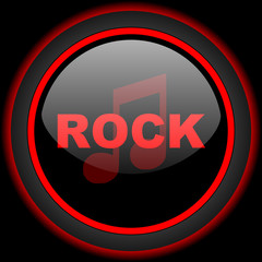 rock music black and red glossy internet icon on black background