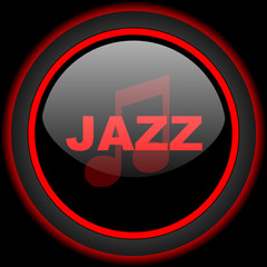 jazz music black and red glossy internet icon on black background