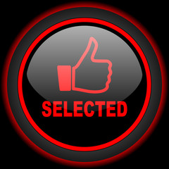 selected black and red glossy internet icon on black background