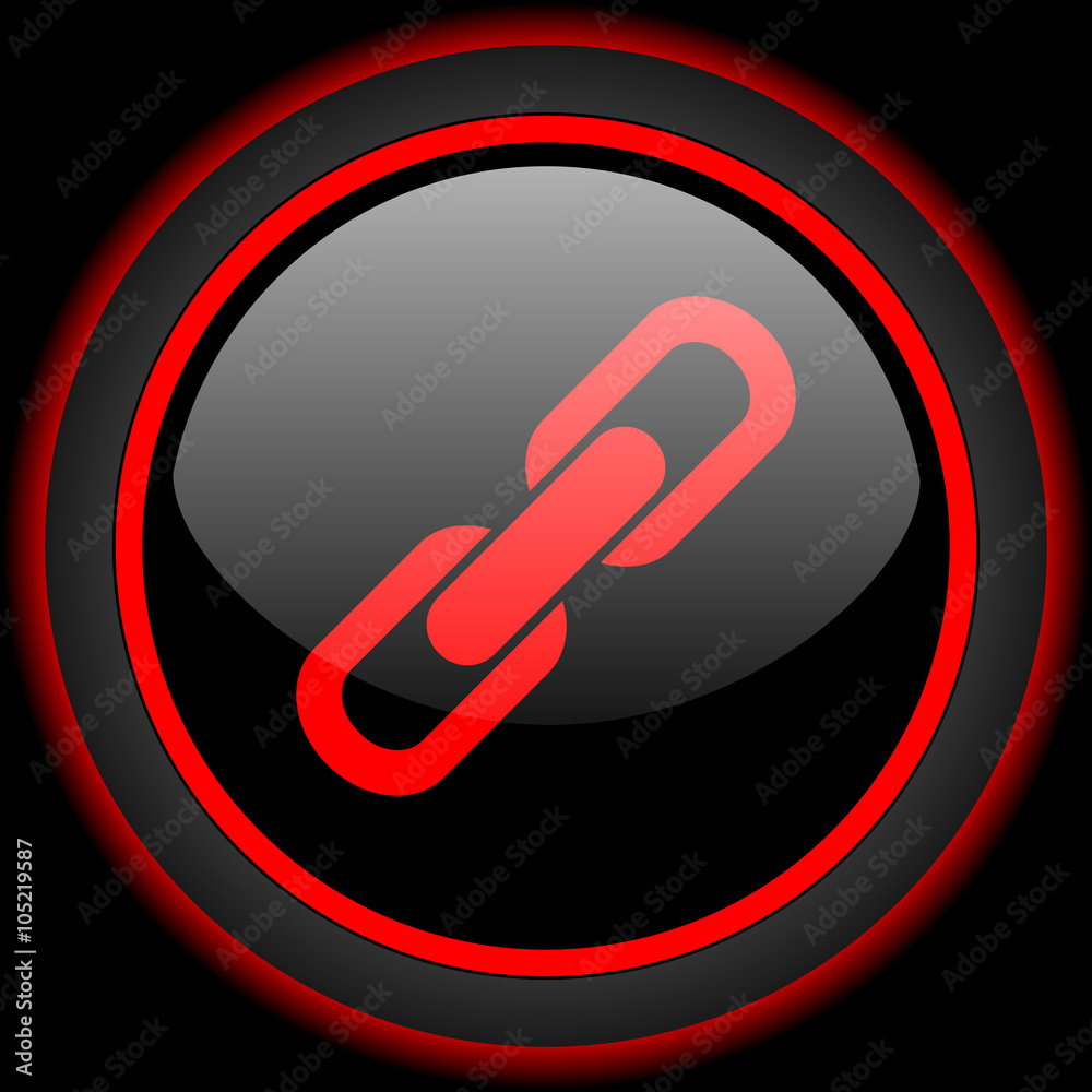 Poster link black and red glossy internet icon on black background