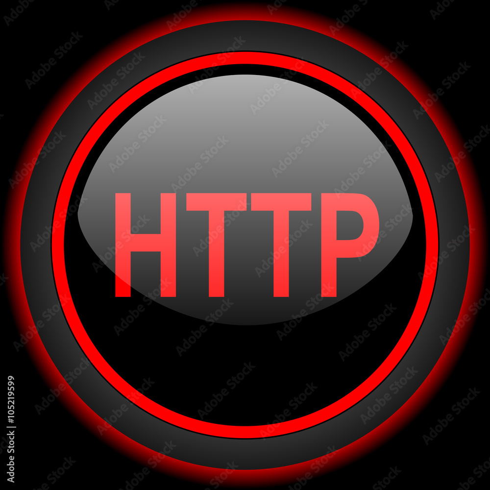 Poster http black and red glossy internet icon on black background