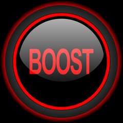 boost black and red glossy internet icon on black background