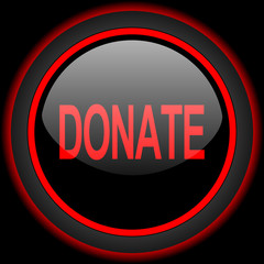 donate black and red glossy internet icon on black background