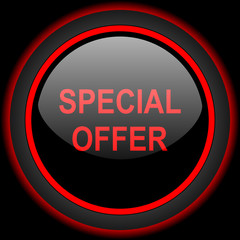 special offer black and red glossy internet icon on black background