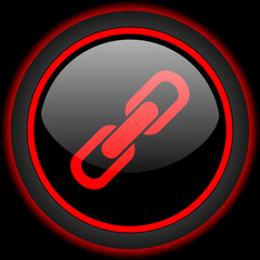 link black and red glossy internet icon on black background
