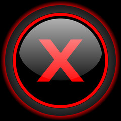 Obraz premium cancel black and red glossy internet icon on black background