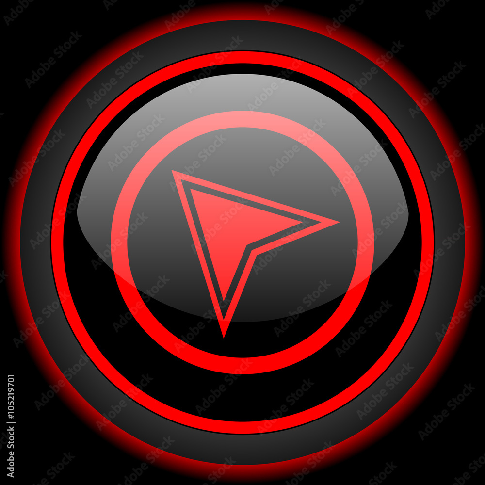 Poster navigation black and red glossy internet icon on black background