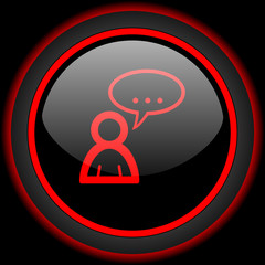 forum black and red glossy internet icon on black background