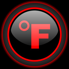 fahrenheit black and red glossy internet icon on black background