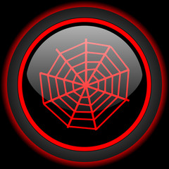 spider modern web black and red glossy internet icon on black background