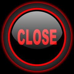 close black and red glossy internet icon on black background