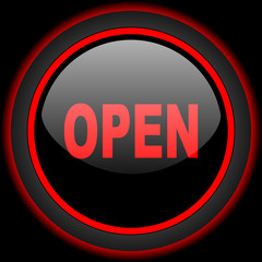open black and red glossy internet icon on black background