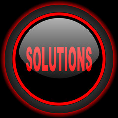 solutions black and red glossy internet icon on black background